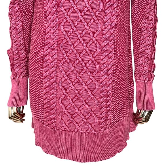 Soft Surroundings Fox Browning's Cable Knit Tunic Sweater M Raspberry Pink - Picture 6 of 12